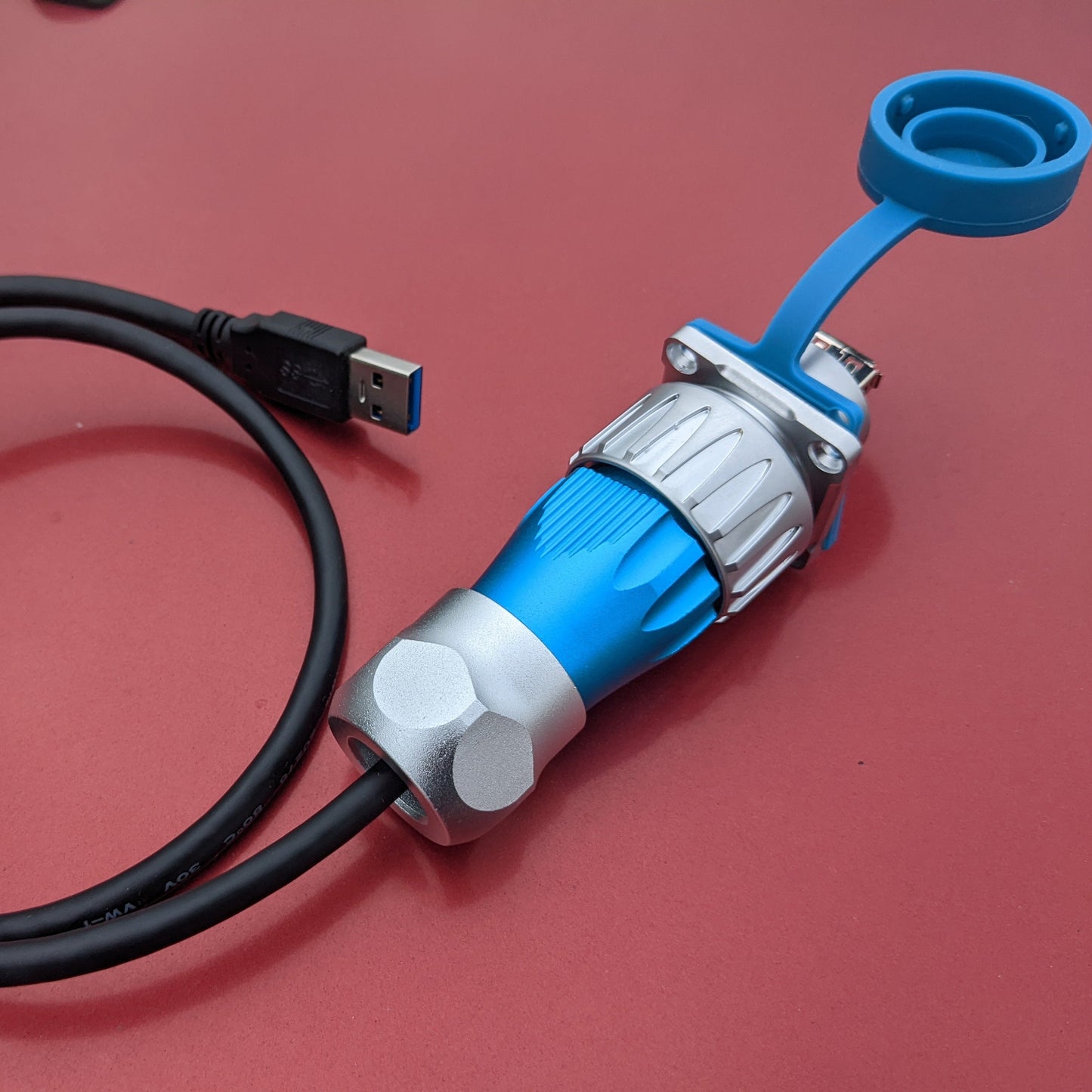 USB 3.0 Type A Connector Male Plug Waterproof IP67 w/20" Cable Metal