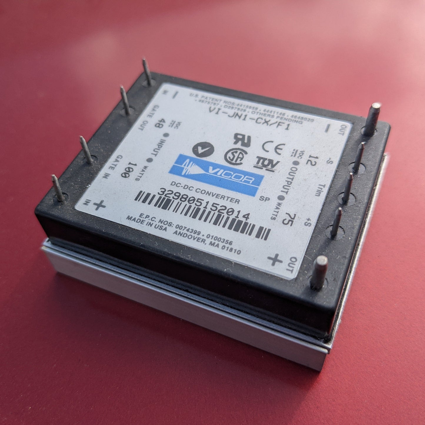 Vicor VI-JN1-CX-F1 75W 48 to 12vdc DC-DC Converter with Heatsink