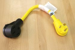 RV Pigtail Adapter 30 amp 125v male to 50 amp 125/250 female connector