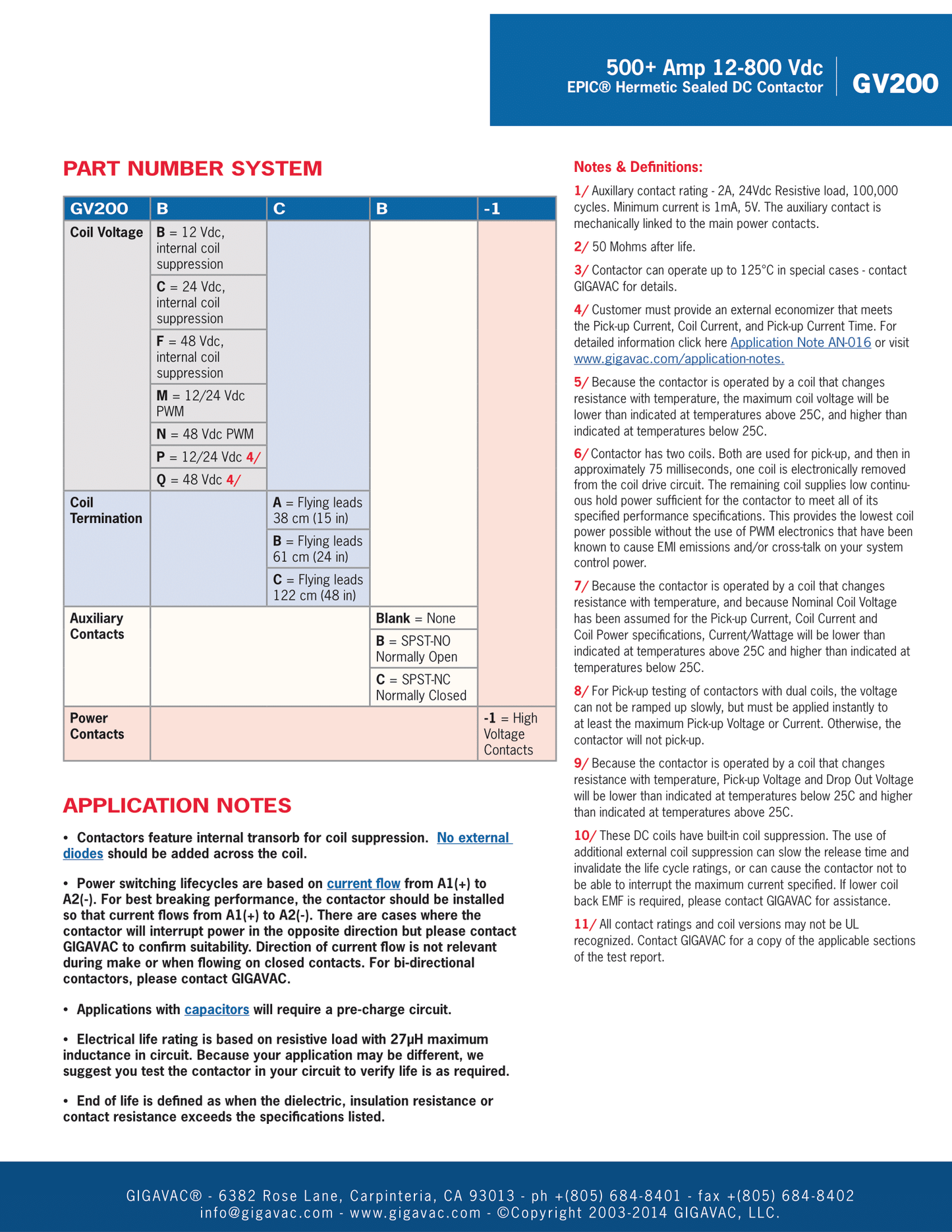 Gigavac GV200 Contactor