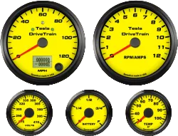 EVTV Custom CAN Gauge Set Yellow