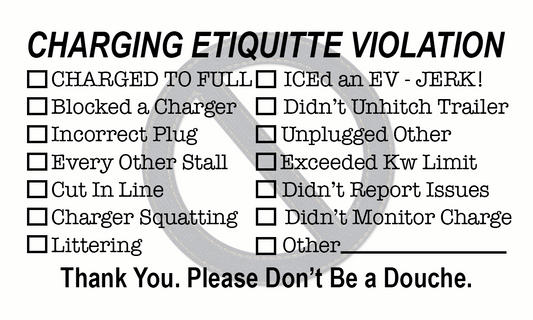 Charging Etiquette Violation Cards (100 pack)