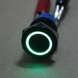 Green LED Black Pushbutton Latching Switch