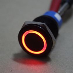 Red LED Black Pushbutton Latching Switch