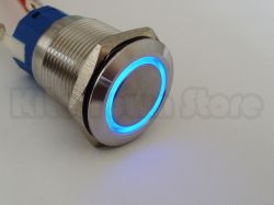 Blue LED chrome Pushbutton Latching Switch