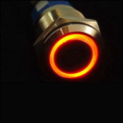 Red LED chrome Pushbutton Latching Switch